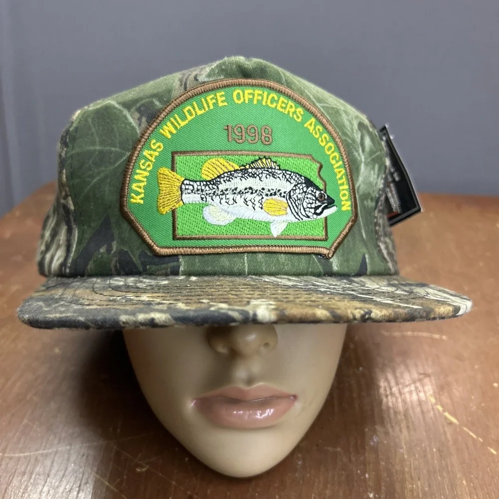 VTG 1998 Kansas Wildlife Officers Realtree Xtra Camo Snapback Hat NOS Hunt Fish